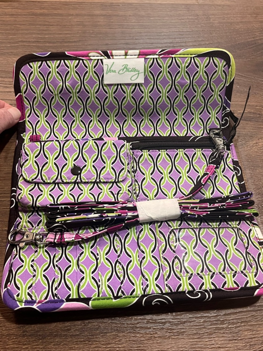 Vera Bradley | New Purple Punch Trifold Crossbody Purse Clutch Wallet floral - Picture 3 of 4